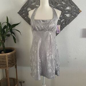 Wild Fable Size Medium Silver Halter Dress NWT